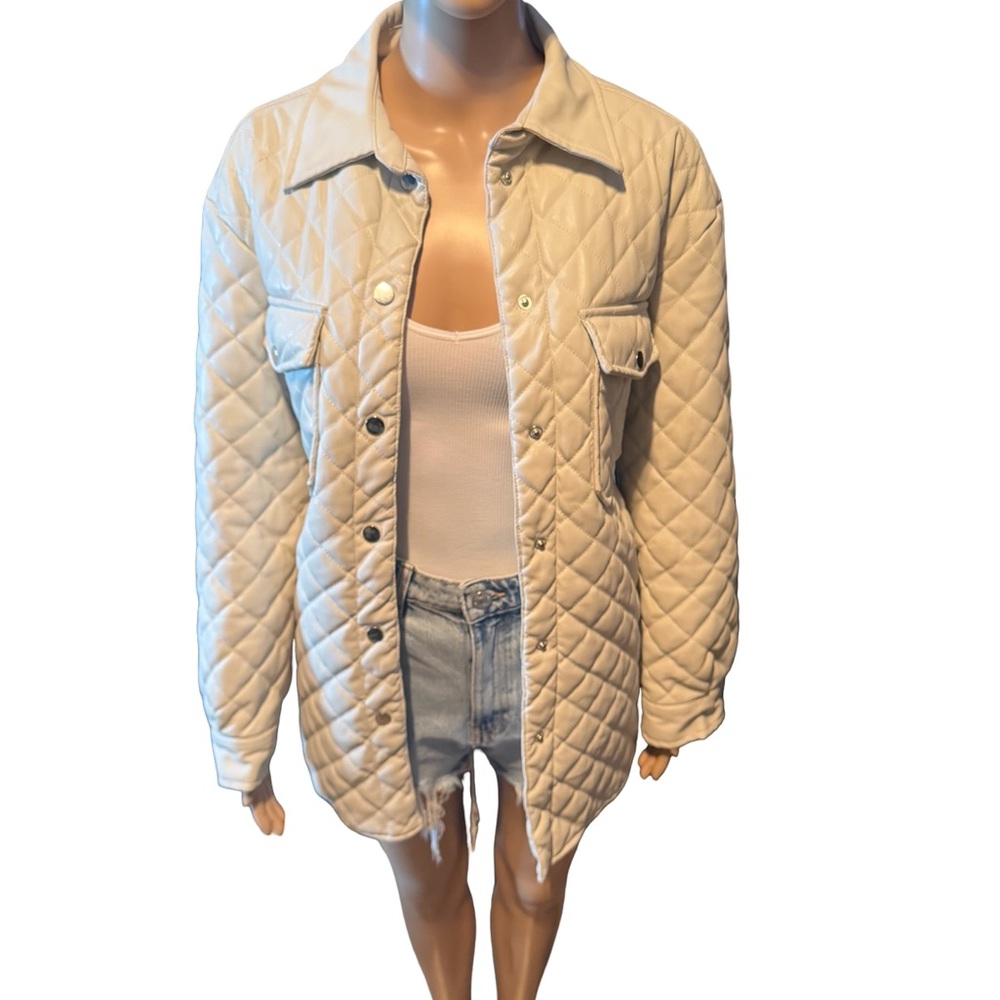 Forever 21 Quilted Cream Utility Jacket